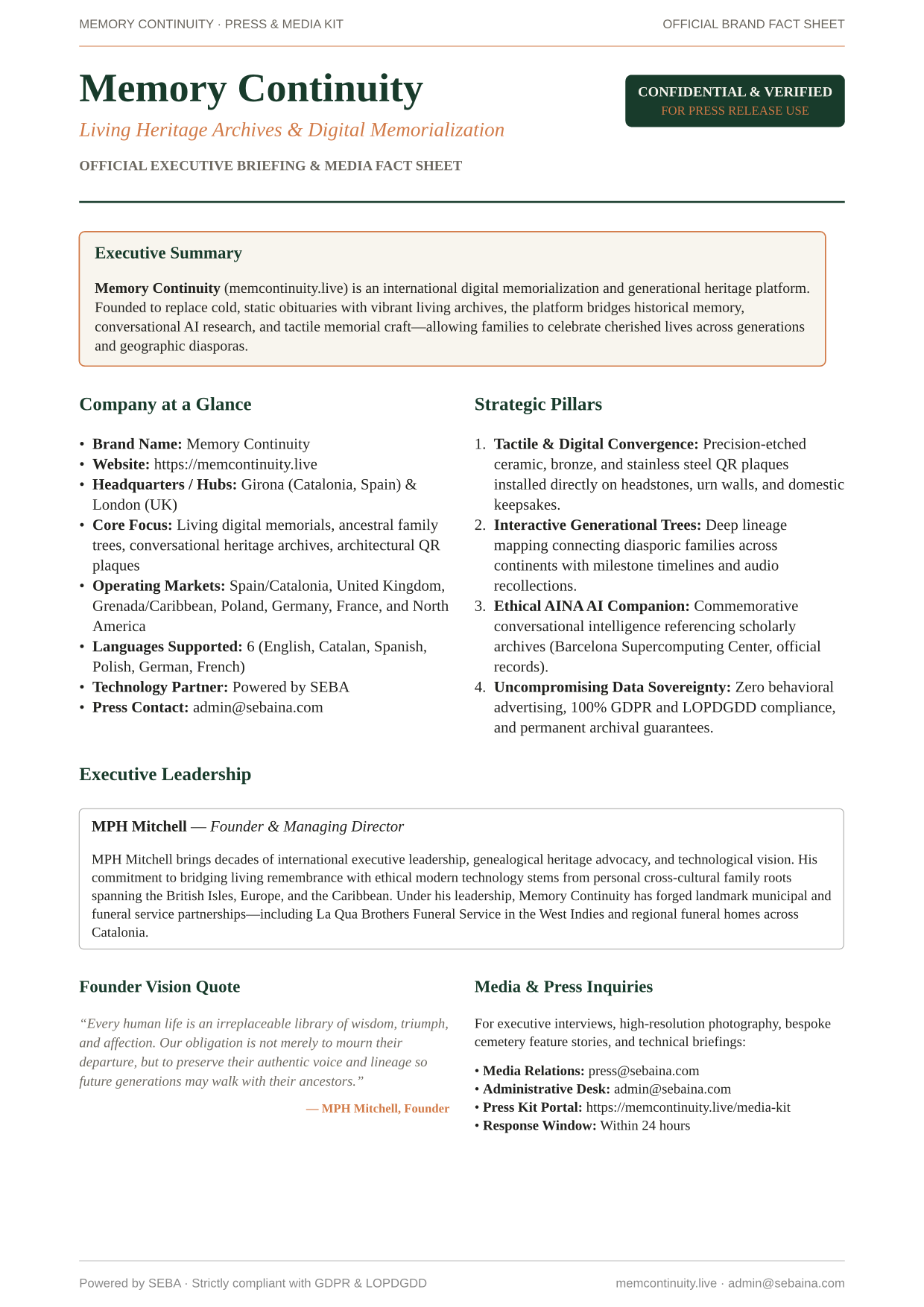 Memory Continuity Brand Fact Sheet Preview